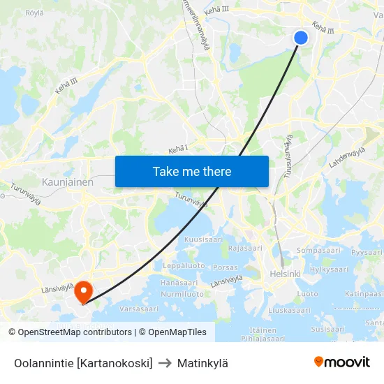 Oolanti Road [Kartanokoski] to Matinkyla map