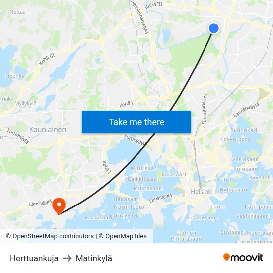 Herttuankuja to Matinkyla map