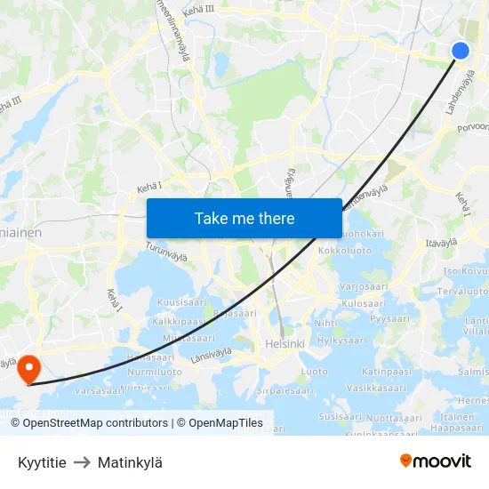 Kyytitie to Matinkylä map