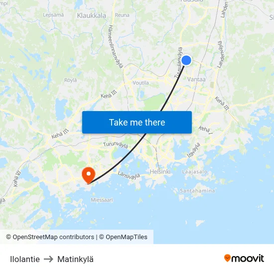 Ilolantie Road to Matinkyla map