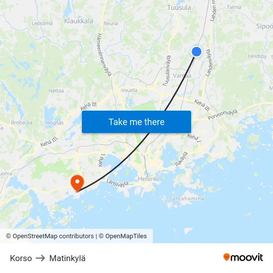 Korso to Matinkylä map