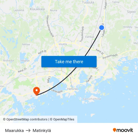 Maarukka to Matinkyla map