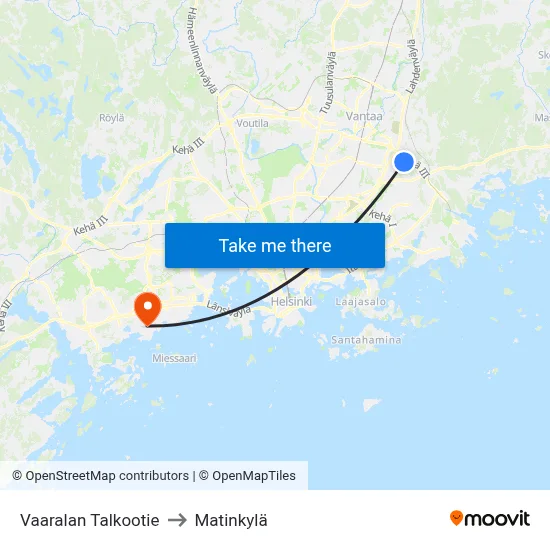Vaarala Volunteer Road to Matinkyla map