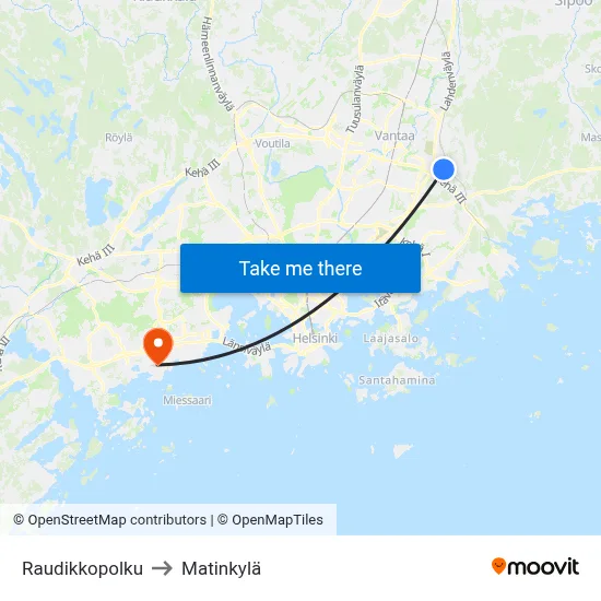 Raudikko Path to Matinkyla map