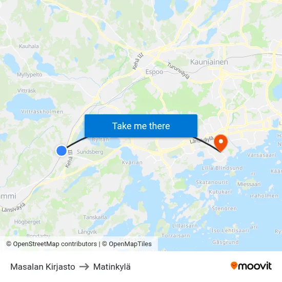Masala Library to Matinkyla map