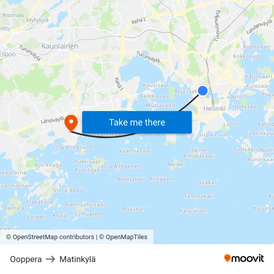Ooppera to Matinkylä map
