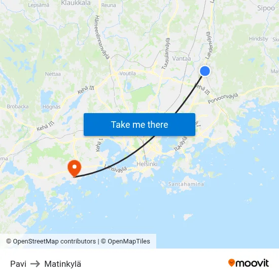 Pavi to Matinkylä map