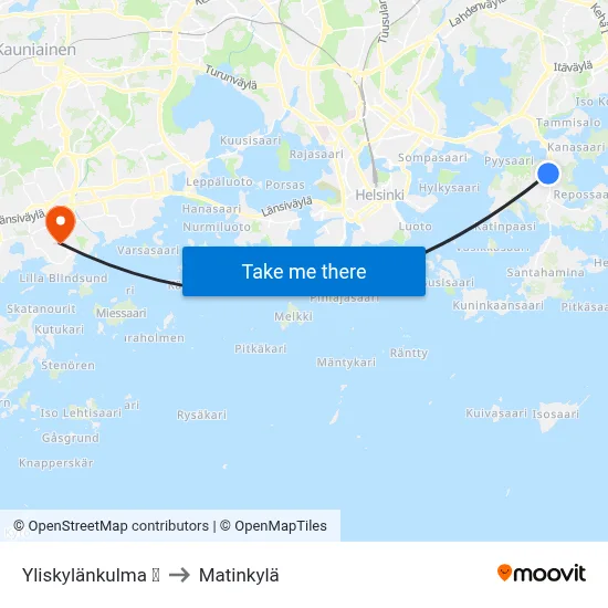 Yliskylänkulma 🏟️ to Matinkyla map