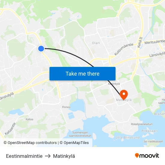 Estonia Hill Road to Matinkyla map