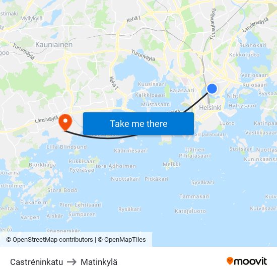 Castréninkatu to Matinkylä map