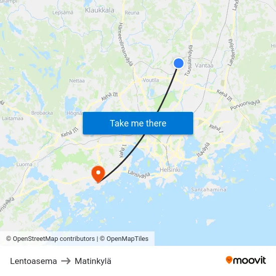 Lentoasema to Matinkylä map
