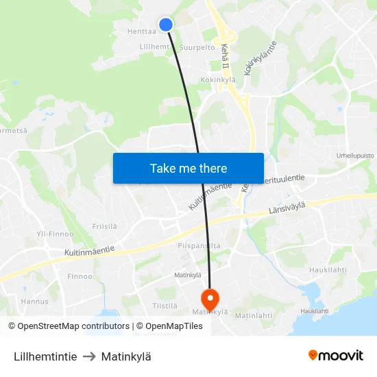 Lillhemt Road to Matinkyla map