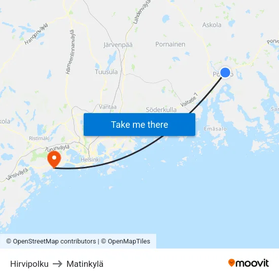 Hirvipolku to Matinkylä map