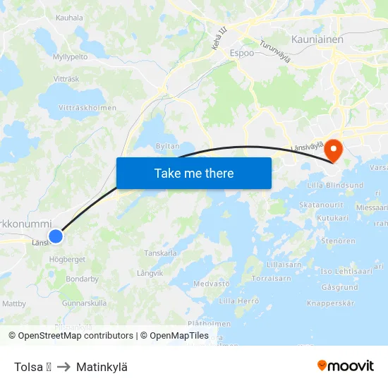 Tolsa 🚆 to Matinkyla map