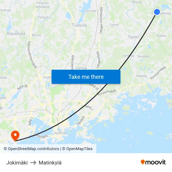 Jokimäki to Matinkyla map
