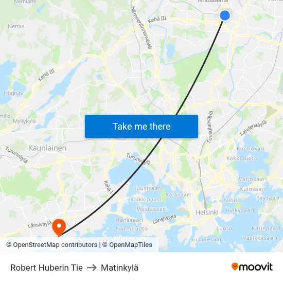 Robert Huberin Tie to Matinkylä map