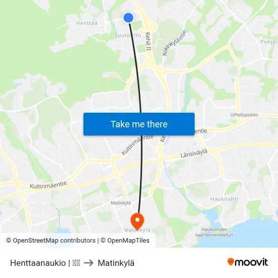 Henttaanaukio | 🏫🌳 to Matinkyla map