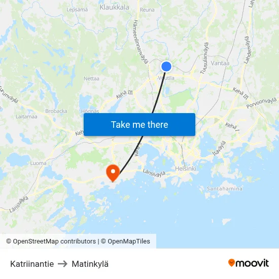 Katriina Road to Matinkyla map