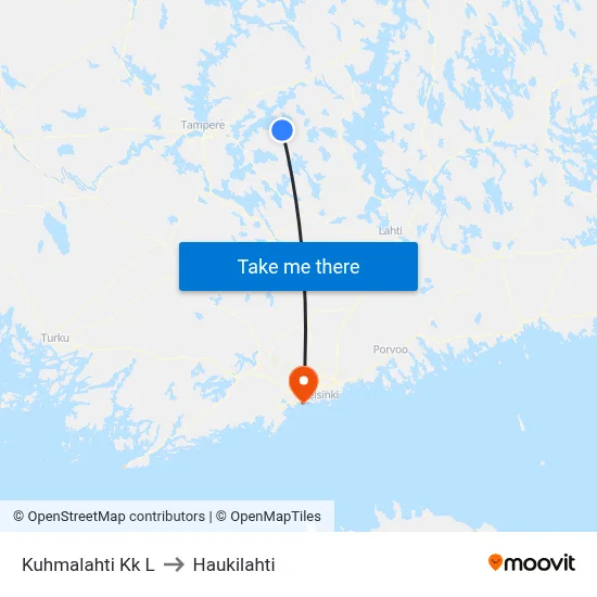 Kuhmalahti Church West to Haukilahti map