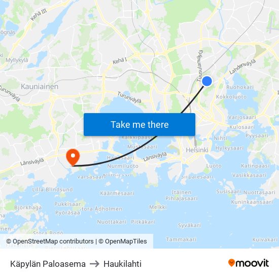 Käpylän Paloasema to Haukilahti map