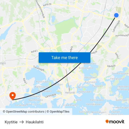 Kyytitie to Haukilahti map