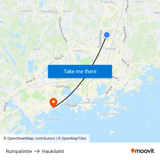 Rumpalintie Road to Haukilahti map