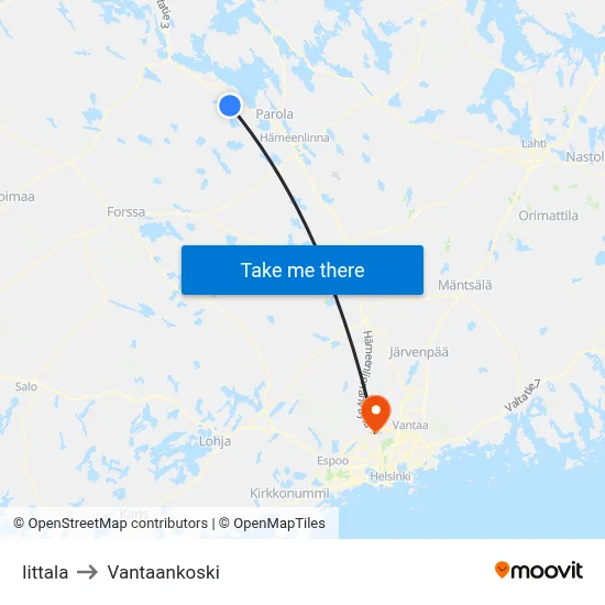 Iittala to Vantaankoski map