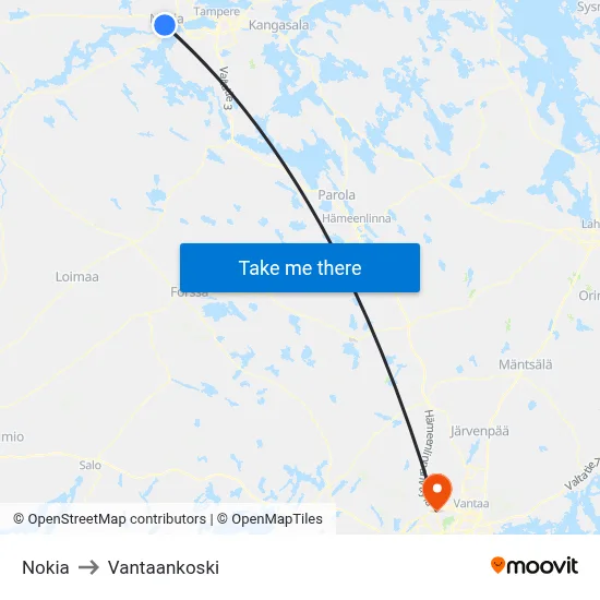 Nokia to Vantaankoski map