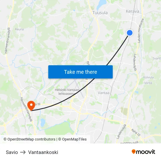 Savio to Vantaankoski map