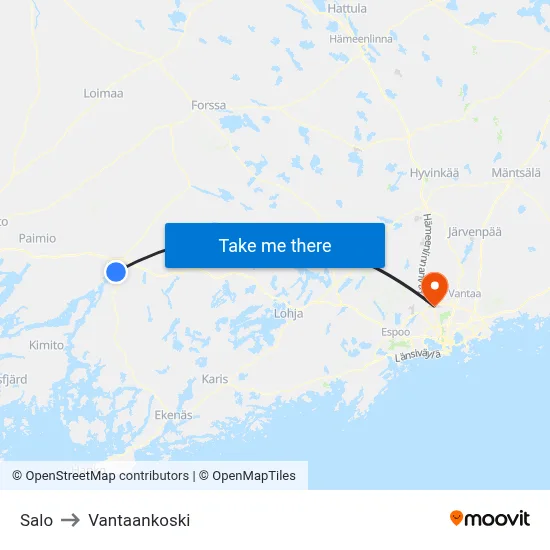Salo to Vantaankoski map