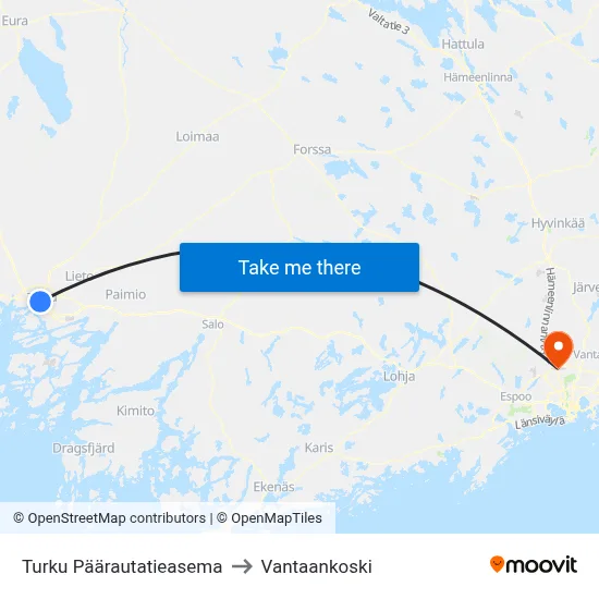 Turku Päärautatieasema to Vantaankoski map