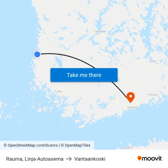 Rauma Bus Station to Vantaankoski map