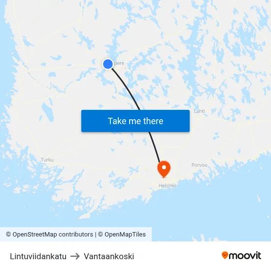 Lintuviidankatu to Vantaankoski map