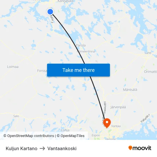 Kulju Manor to Vantaankoski map