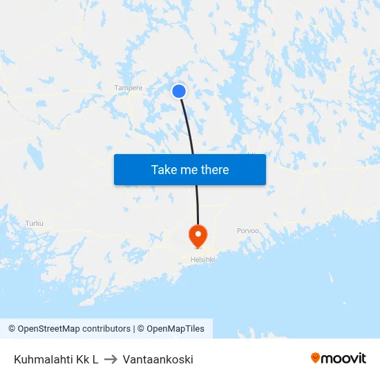 Kuhmalahti Church West to Vantaankoski map