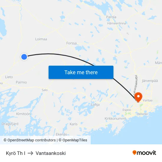 Kyro Stop E to Vantaankoski map