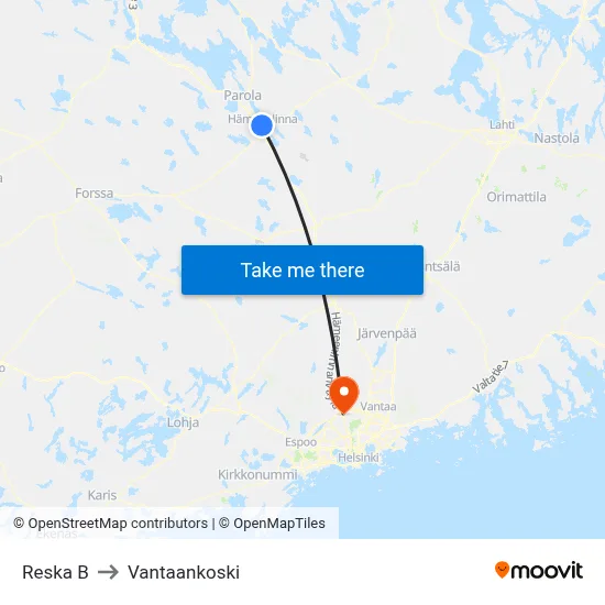 Reska B to Vantaankoski map