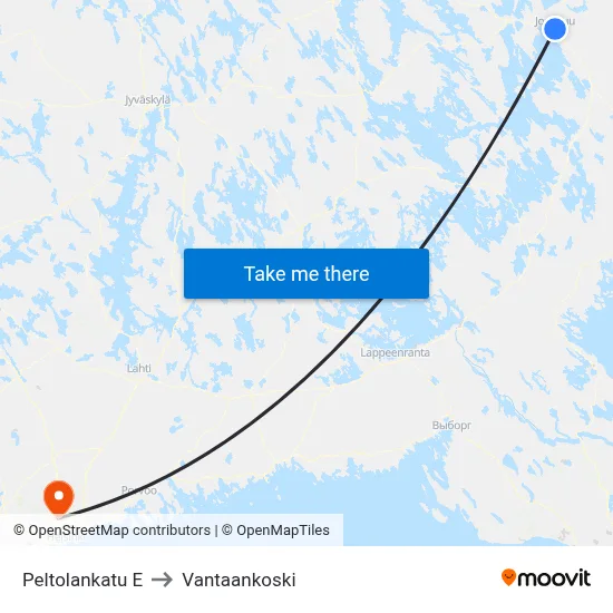 Peltolankatu East to Vantaankoski map
