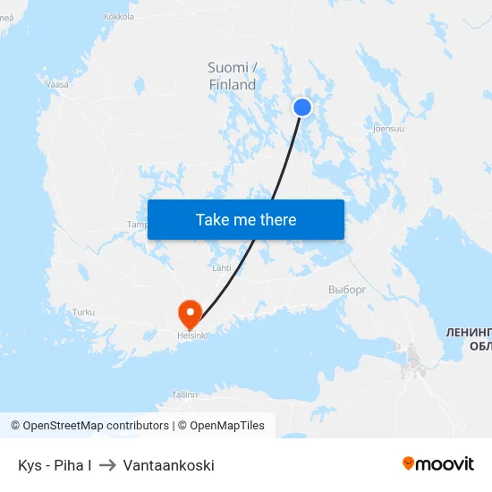 KYS Hospital Yard E to Vantaankoski map