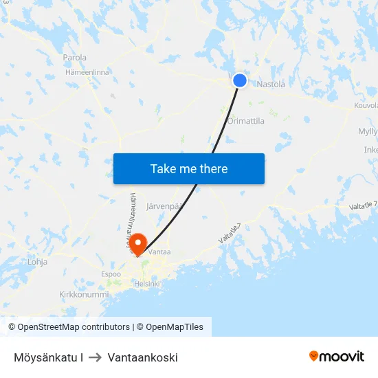 Möysänkatu E to Vantaankoski map