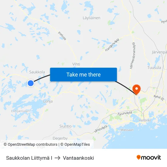 Saukkola Junction E to Vantaankoski map