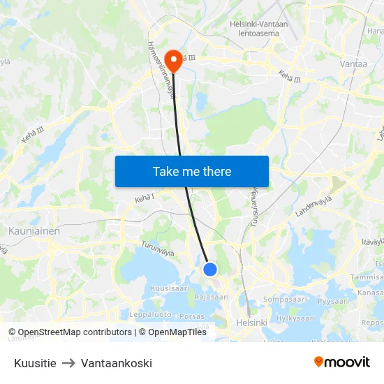 Spruce Road to Vantaankoski map