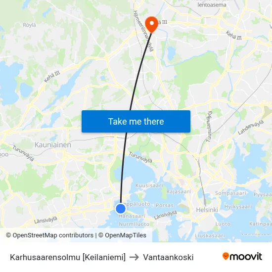 Karhusaarensolmu [Keilaniemi] to Vantaankoski map