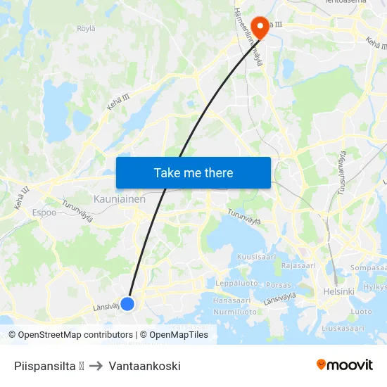 Piispansilta 🛍️ to Vantaankoski map
