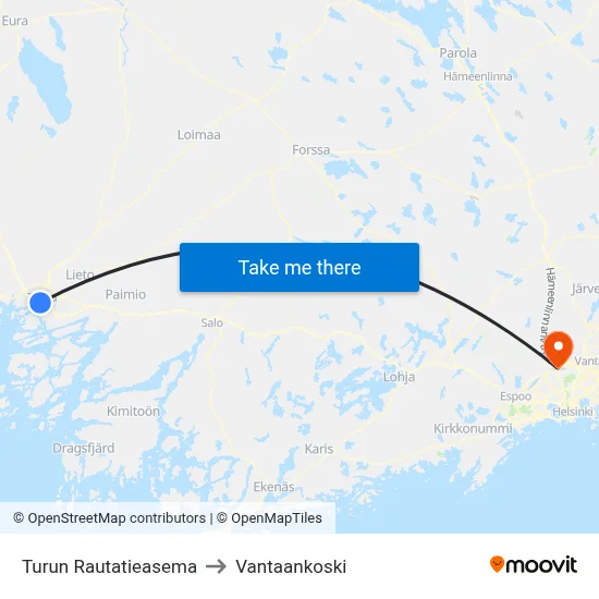 Turku Railway Station to Vantaankoski map