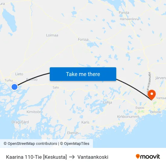 Kaarina 110-Tie [Keskusta] to Vantaankoski map