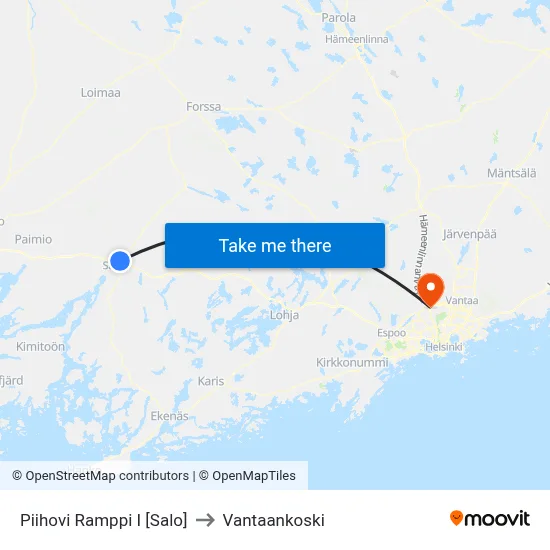 Piihovi Ramppi I [Salo] to Vantaankoski map