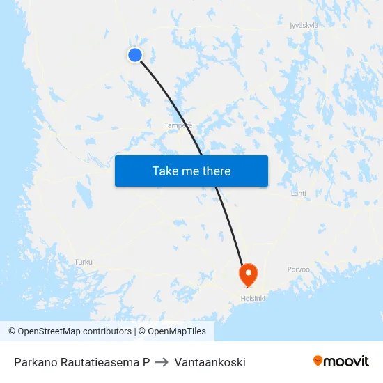 Parkano Railway Station North to Vantaankoski map