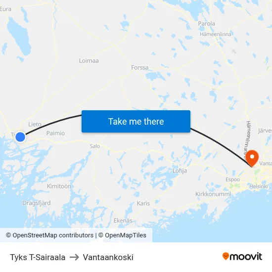 Tyks T-Sairaala | 🏥 to Vantaankoski map