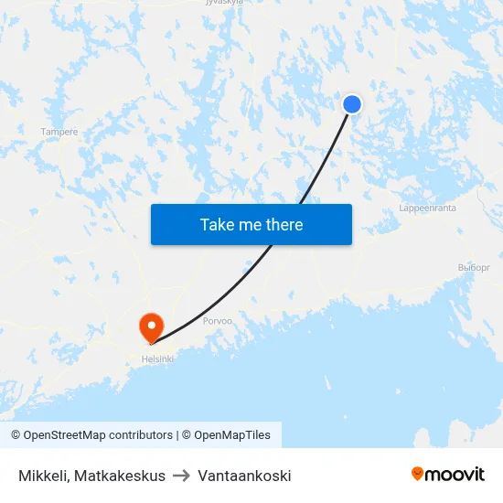Mikkeli, Matkakeskus to Vantaankoski map